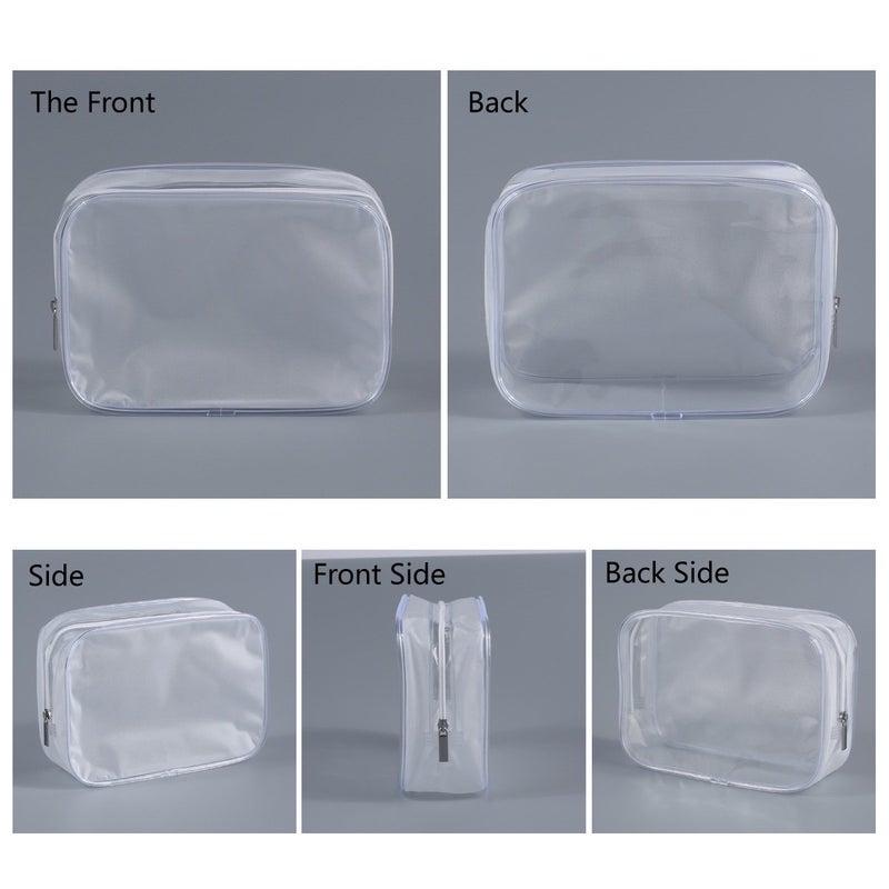 Homtable 5 Pack Clear Plastic Zippered Toiletry Carry Pouch TSA Approved Toiletry Bag Portable Cosmetic Makeup Bag for Vacation, Bathroom and Organizing (White, Small) - Image 3